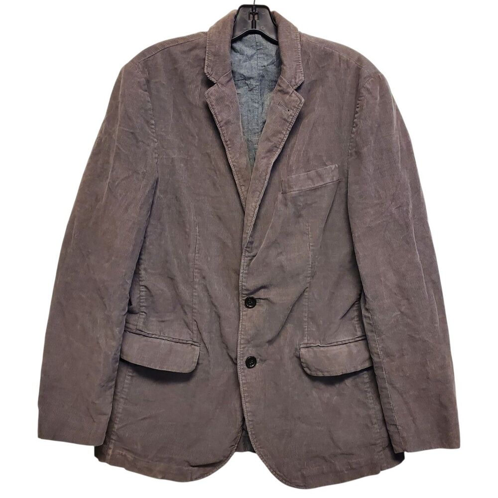 Vintage J CREW Jacket Mens Medium Gray Corduroy Blazer Single Breasted Preppy